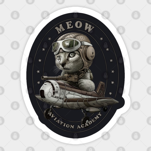 MEOW AVIATION ACADEMY Sticker by ADAMLAWLESS